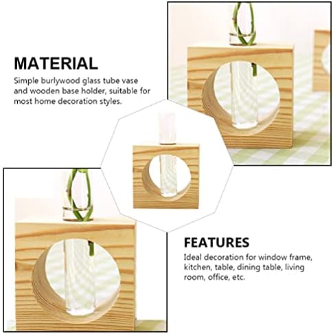 Generic Test Tube Planter Glass Tube Vase Test Tube Bud Vase Desktop Glass Planter Terrarium Propagation Station Plant Terrarium Test Tube with Wood Stand for Hydroponics Plants 2 Sets - Image 4