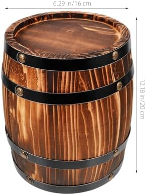 VOSAREA Wood Wine Barrel Decor Vintage Oakes Aging Barrels Decorative Whiskey Barrel Bucket Flower Planter Container Water Wishing Well Pail for Home Kitchen Bar Summer Party Decor - Image 2