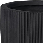 16" Pillar Fluted Outdoor Planter, Black, Modern Round Plant Pot - Image 6