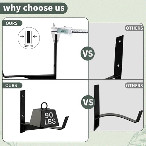 Window Box Brackets, 6 inch Flower Planter Box Brackets, Heavy Duty Metal Flower Box Wall Mounting Hooks for Railings, Garden, Balcony, Fences, Black(4 Pack ) - Image 3