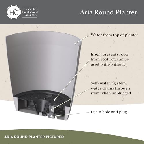 The HC Companies Aria Round Self-Watering Pot - Lightweight Plastic Planter for Herbs & More - Durable Plant Pots for Indoor Plants & Outdoor Plants (16" Matte Black, Pack of 2) - Image 3