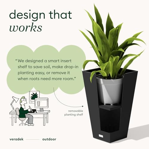 Veradek Pure Series Taper Planter - Tall Tapered Outdoor Planter with Shelf - Image 5