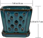 Orchid Pot with Holes and Saucer for Repotting and Better Grow, Teal, 7" - Image 6