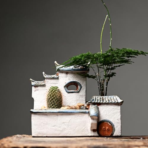 Ceramic Succulent Pot, Handmade Succulent Planter/Plant Pot/Flower Pot/Bonsai Pot Fish Tank Landscaping for Herb, Succulent,Cactus Container for Home Decor (G) - Image 5