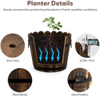 HakkaGirl Wooden Barrel Planters Flower Pots for Indoor Outdoor Plants, 10+11.5 inch Rustic Patio Garden Front Porch Planters Plant Pots Outdoor Decor Set of 2 - Image 4