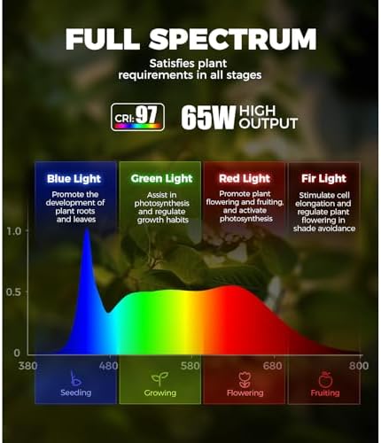 Barrina T1S Vertical Grow Light, 65W 5000K Full Spectrum, 5FT-5.6FT Height - Image 4