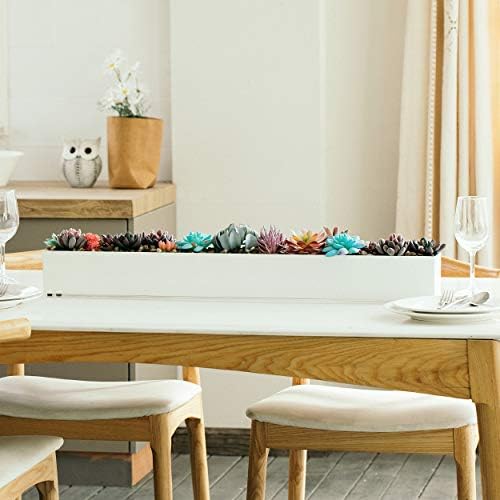 DR&Co Modern Rectangle Planter Box - 32" Metal Planter Ideal for Long Succulent, Rectangular Box for Table or Window Sill, Trough for Indoor Window, White - Image 6