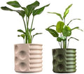 Eyely ASU2003A-2SET Mack Modern Geometric Indoor Brutalist Style Eco-Friendly 3D Printed Planters with Drainage, Sand/Olive (Set of 2) by eyely