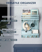 Rebee Vision Key Holder Wall Mount with Drawer & Shelf for Entryway, Blue - Image 5