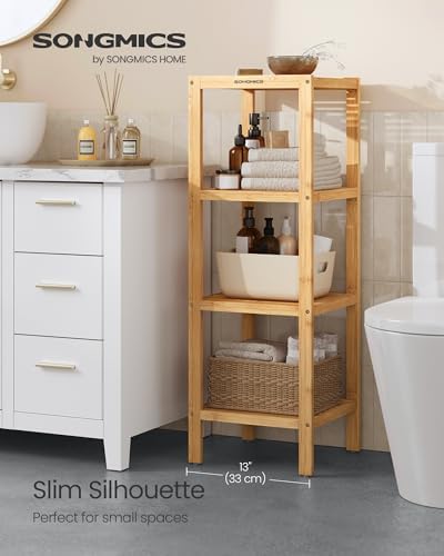 SONGMICS 4-Tier Bamboo Shelf, Freestanding Bathroom Storage Rack - Image 4