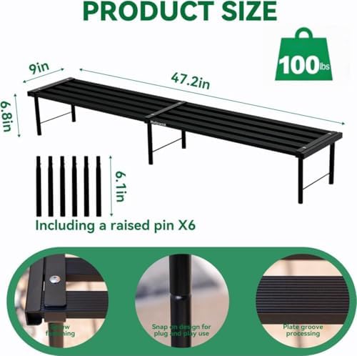 Metal Plant Stand, Rust-proof Aluminum Flower Pot Stand, Heavy Duty Planter Display Shelving for Patio Balcony Garden Living Room Decorative (Black, 47.2 Inch) - Image 3