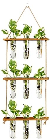 XXXFLOWER 9 Tube Vases Wall Hanging Propagation Station with Wooden Stand+ 9 Blue Tube Vases Wall Hanging Propagation Station with Wooden Stand - Image 2