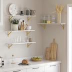 DINZI LVJ Long Wall Shelves, 31.5Inch Wooden Wall Mounted Shelves, Set of 4 - Image 5