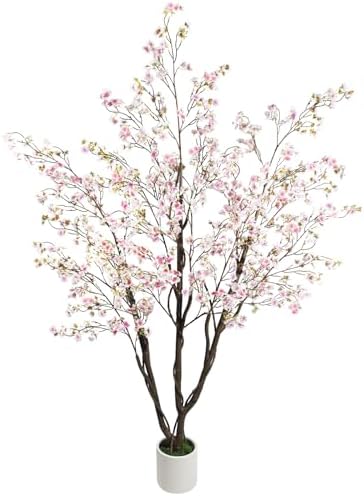 Caxchiling Artificial Cherry Blossom Tree 6FT, Pink Faux Floor Tree by Caxchiling