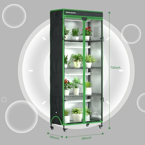 Indoor Greenhouse Kit with Grow Lights & Cover, 36"W x 18"D x 72"H - Image 3