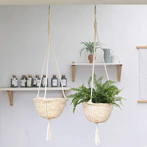 Natural Hanging Seagrass Plant Baskets, Macrame Plant Hangers, Indoor Boho Plant Hanger, for Indoor Outdoor Home Decorations Fence Planters Plant Flower Pots - Image 2