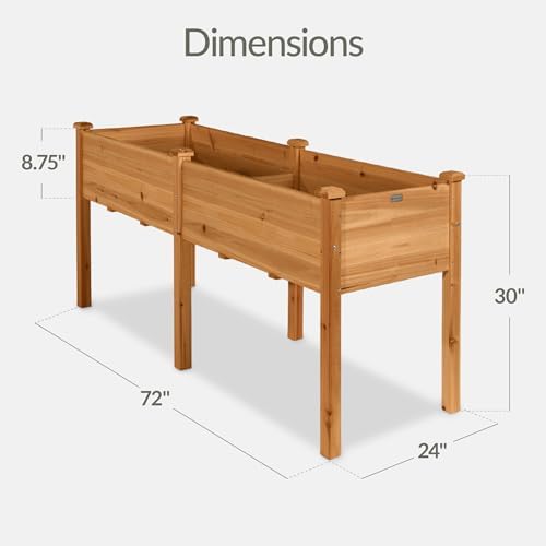 Best Choice Products 72x24x30in Raised Garden Bed, Elevated Wood Planter Box Stand for Backyard, Patio, Balcony w/Divider Panel, 6 Legs, 300lb Capacity - Acorn Brown - Image 2