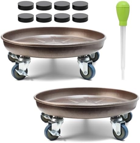 2 Pack 14.6 Inch Metal Plant Caddy, Copper by YUFDA