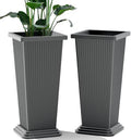 24" Set of 2 Tall Planters for Outdoor Plants, Gray Striped by Unknown