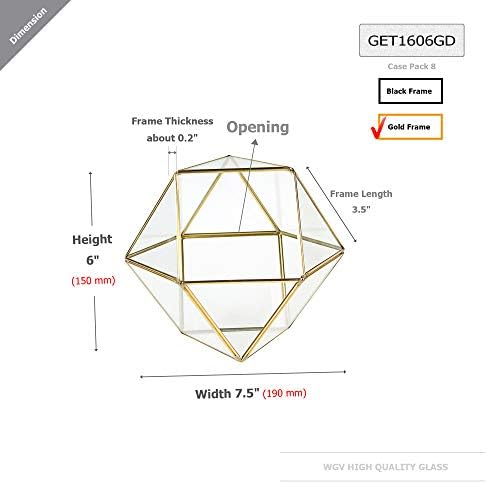 WGV Geometric Planter Terrarium, Width 7.5" Height 6" Clear Glass Gold Frame DIY Succulent air Plant Miniature Fairy Garden Windowsill Tabletop Decor, Globe 1 Piece - Image 2
