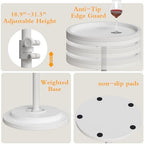 Small Side Table, Drink Table, Height Adjustable Round End Table, Pedestal Side Table for Small Spaces in Living Room, Bedroom, White - Image 5