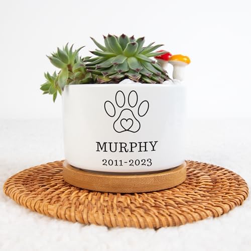 Personalized Dog Memorial Gift Planter, Dog Sympathy Gift - Pet Memorial, Pet Memorial Planter Pot with Bamboo Tray, Custom Pets Condolences Loss Gifts, Dog Memorial Gifts Plant Pot, 4 - Image 3