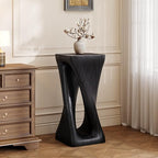 Merax Twist Shape MGO Accent Side Table, Unique Modern End Table with Wide Pedestal & Tabletop, Small Drink Tables for Living Room, Bedroom Night Stand Bedside Table, No Assembly Required, Black - Image 3