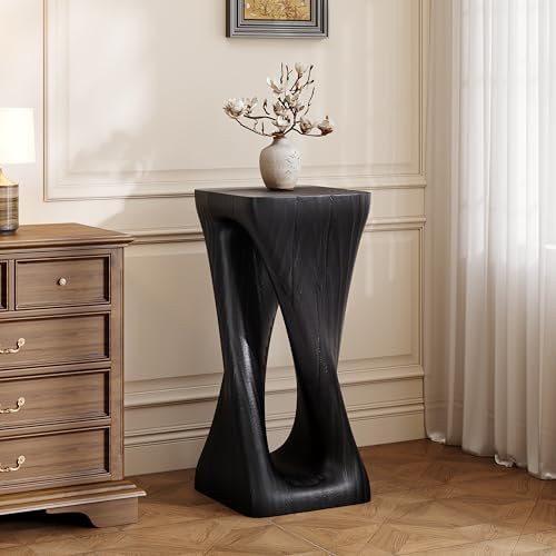 Merax Twist Shape MGO Accent Side Table, Unique Modern End Table with Wide Pedestal & Tabletop, Small Drink Tables for Living Room, Bedroom Night Stand Bedside Table, No Assembly Required, Black - Image 3