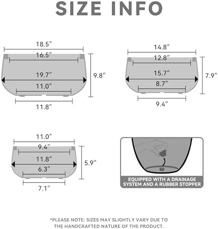 Kante Set of 3 Weathered Concrete Bowl Planters 19.6" 16" 11" Dia - Image 2