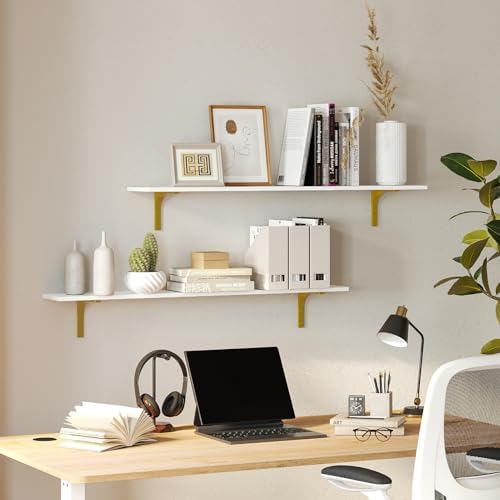 DINZI LVJ Long Wall Shelves, 39.4Inch Wooden Wall Mounted Shelves, Set of 4 - Image 5