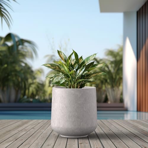 Kante Large Round Curved CON Gray Concrete Planter 16.5" Dia, Outdoor - Image 3