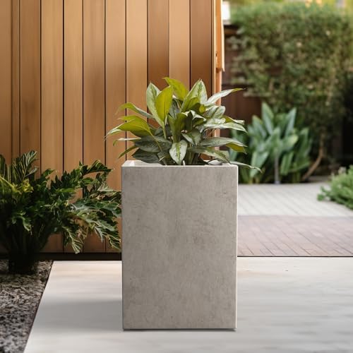 Kante Accent Tall Square Weathered Concrete Planter 16" H, Outdoor - Image 3