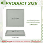 7.5 Inch Ceramic Plant Saucers, Square Flower Planter Water Trays Ceramic Plant Saucer Pot Tray -Fitting for (Outdoor/Indoors/Garden/Planting/Water/Flower/Coffee) Light Gray - Image 2