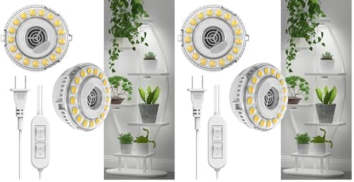 SANSI LED Puck Grow Light, 10W (150 Watt Equiv) Full Spectrum 2-Head Lamp for Plants with Ceramic Tech, Hanging Lights with ON/Off Switch for Plant Shelf Greenhouse Hydroponic (Pack of 2) by SANSI