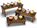 Rtteri 3 Set Scalloped Wooden Cupcake Stand Rustic Home Wood Riser 3 Tier by Rtteri