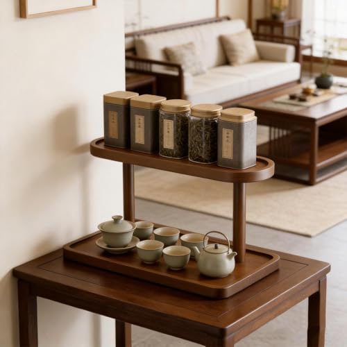 GDQ Brown Pine Wood Perfume Organizer, Perfume Cabinet Vanity Storage Stand - Image 6