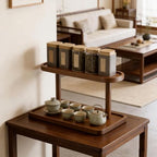 GDQ Brown Pine Wood Perfume Organizer, Perfume Cabinet Vanity Storage Stand - Image 6