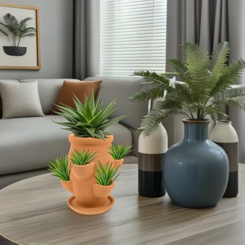 Toyvian Strawberry Tower Planter Pot - Ceramic Multi Pocket Planting Pot for Succulents Strawberries and Small Flowers - Lightweight Indoor Outdoor Decorative Flower Container - Image 5