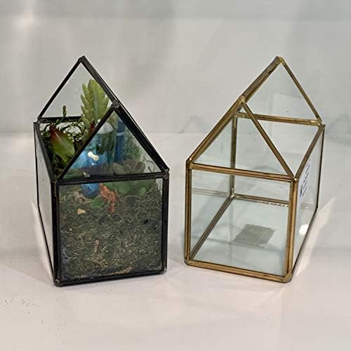 WGVI WGV Geometric Planter Terrarium Bulk, Width 6" x 3.5" Height 6" Clear Glass Gold Frame DIY Succulent air Plant Miniature Fairy Garden Windowsill Tabletop Decor, House 8 Pieces - Image 4