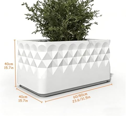 Garden Bed Outdoor, Planter Box with Drainage Holes, Fiberglass Flower Planter for Patio Balcony Vegetable Herb Growing - Image 2