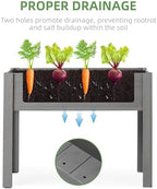 Raised Garden Bed with Legs, 40x20x31, Outdoor Wood Elevated Planter Box, Grey Cedar, Thick Legs, w/Liner - Image 4