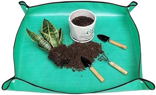 Repotting Mat Flower Pots Transplanting Mats Gardening Planting Mat PE Plant Repotting Mat Foldable Waterproof Gardening Potting Pad(Green 50X50CM) by Unknown