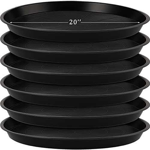 Eccliy 6 Pack Plastic Plant Saucer, Round, 20 Inch, Black by Eccliy