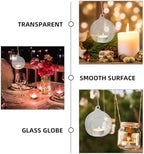 Housoutil 6pcs Hanging Glass Bauble Tea Light Candle Holders with 8cm Flat Base and 1.2m Jute Rope, Glass Globe Terrarium Planters for Home Décor and DIY Hanging Candle Display - Image 3