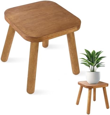 Solid Wooden Stool 11.7''H Wooden Plants Stand Wooden Decorative Stool Small Wood Stand for Bathroom Bedroom Livingroom Kitchen Bathroom by Unknown