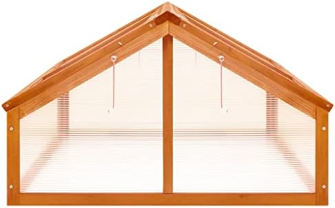 Firwood Garden Portable Greenhouse, Wooden Greenhouse Raised Flower Planter with 2 Roofs, Garden Portable Mini Greenhouse Cabinet for Outdoor Indoor Use 44.8" x 31.4" x 19.6"/Brown - Image 4