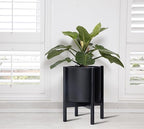 D'vine Dev Plastic Pot with Ebony Wood Stand, Black, 10 in, 55-C-N-2 - Image 2