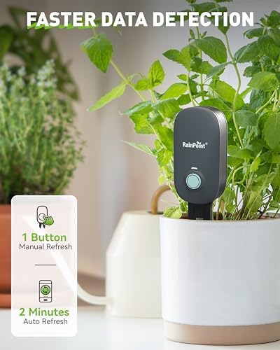 RAINPOINT Bluetooth 2-in-1 Soil Moisture & Air Temp Meter, App Remote Monitoring, 20 Plant Database, Compatible with WiFi Hub TWG009 & Water Timer ITV102b - Image 7