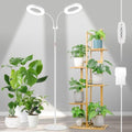 LBW Dual Head Grow Light with Stand for Indoor Plants, Full Spectrum Grow Light for Multiple Tall Plants, Adjustable Height up to 68", Auto Cycle Timer 6/8/12/16H, 5-Level Dimmable, 3 Lighting Modes by LBW