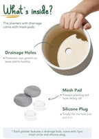 LE TAUCI Succulent Pots, 6.5+8 Inch Ceramic Indoor Plant Pot with Drainage Hole, Shallow Round Succulent Planters, Set of 2, Matte White - Image 2